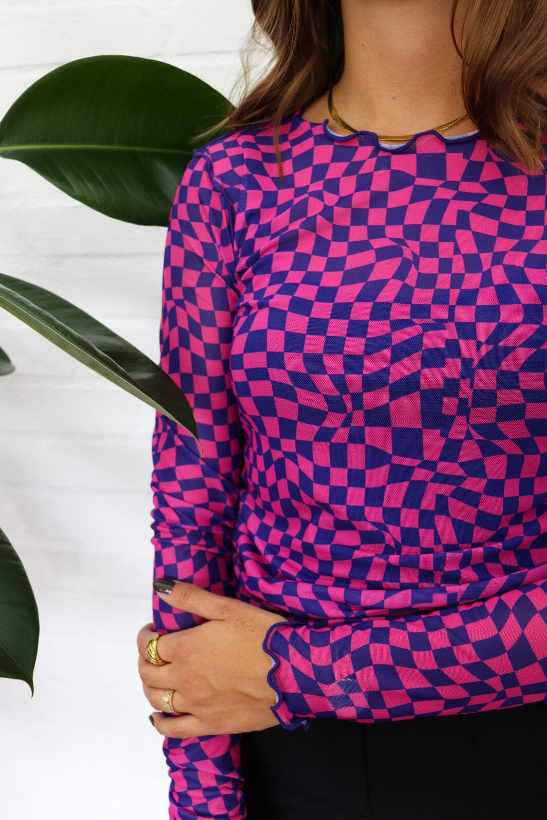 Liberte - Mesh-Top - Squizzy Checks Pink Bluser 