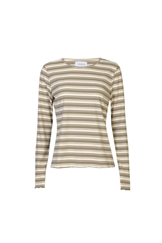 Liberte - Natalia Ls Round Neck Blouse 9914 - Army Creme Stripe