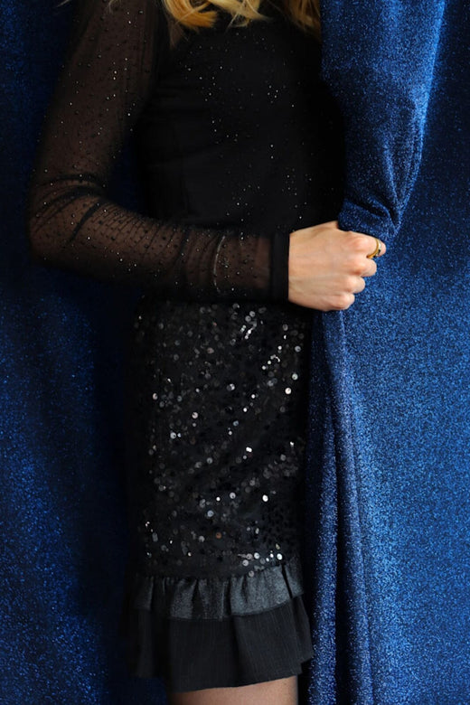 Liberte - Nor Frill Skirt 22268 - Black Sequins Nederdele 