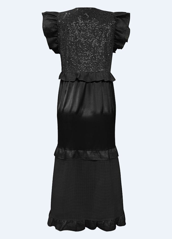 Liberte - Nor Ls Frill Dress 22266 - Black Sequins Kjoler 