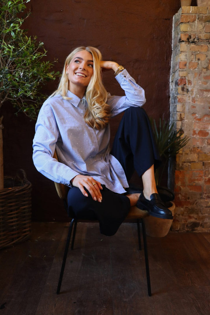 Liberte - Sara Ls Shirt 21223 - Blue Diamond Stripe