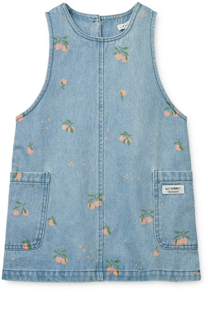 Liewood - Angelica Printed Denim Dress - Peach / Light blue denim