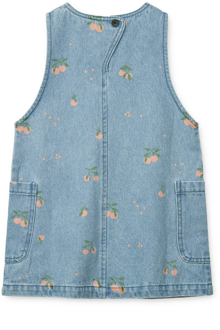 Liewood - Angelica Printed Denim Dress - Peach / Light blue denim