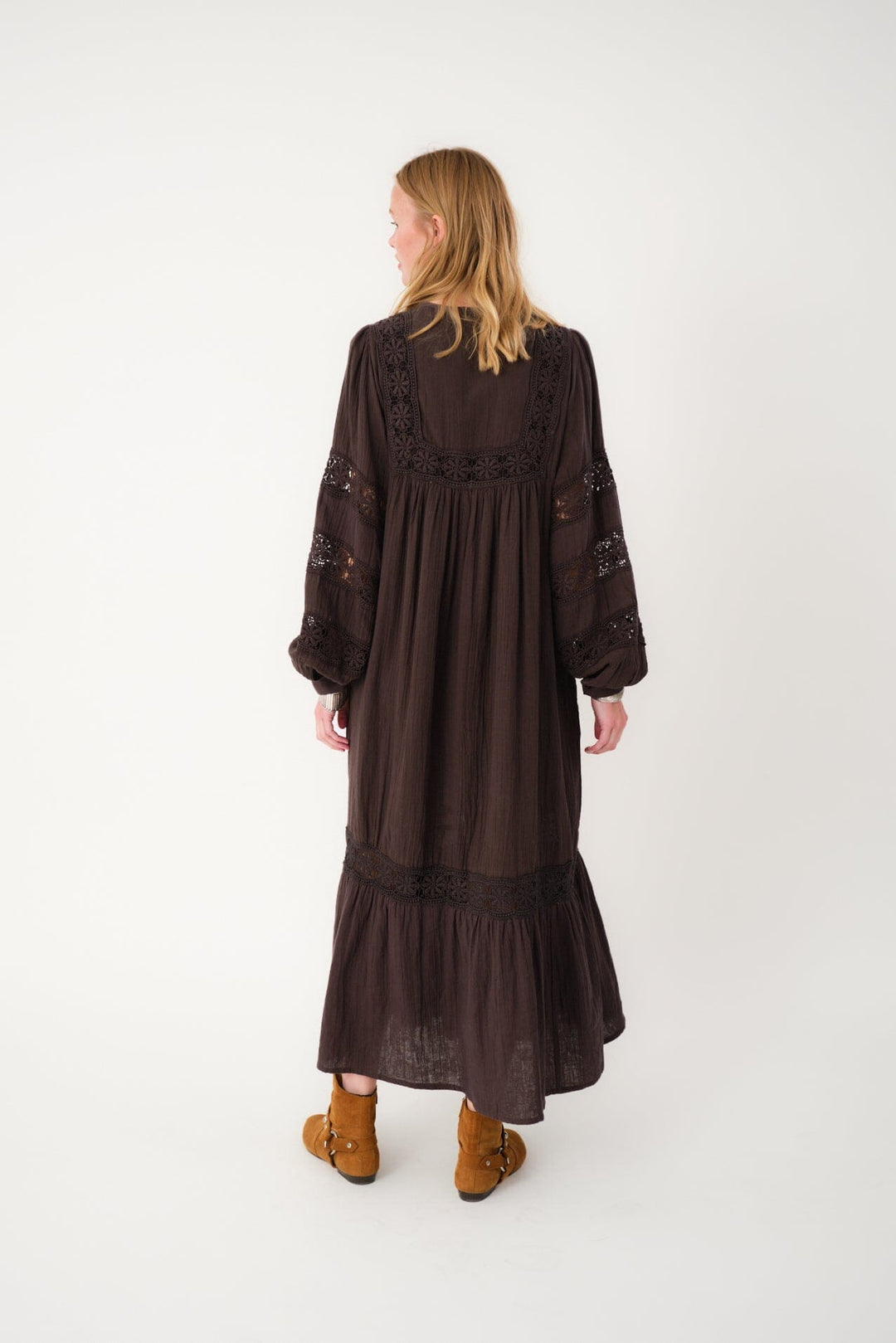 Lollys Laundry - Latourll Lace Maxi Dress Ls25409-3000 - 87 Dark Mokka Kjoler 