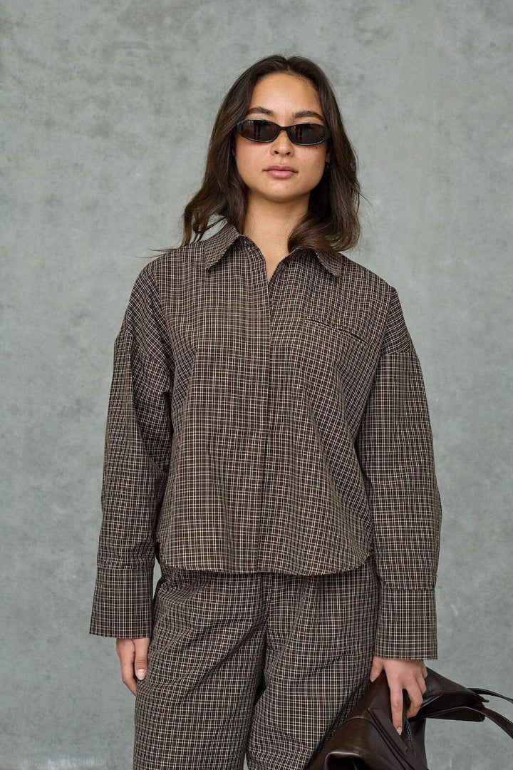Love & Divine - Love1495-4 20029 - 222 - D. Chocolate Check Skjorter 