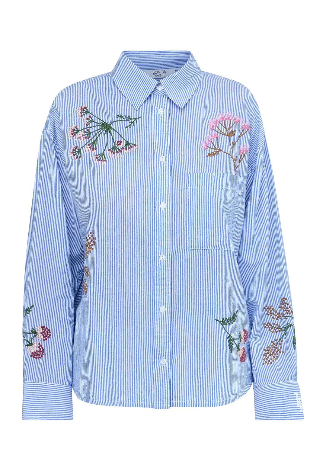 Love & Divine - Love1555 19673 - 402 - Blue Stripe/Flower Skjorter 