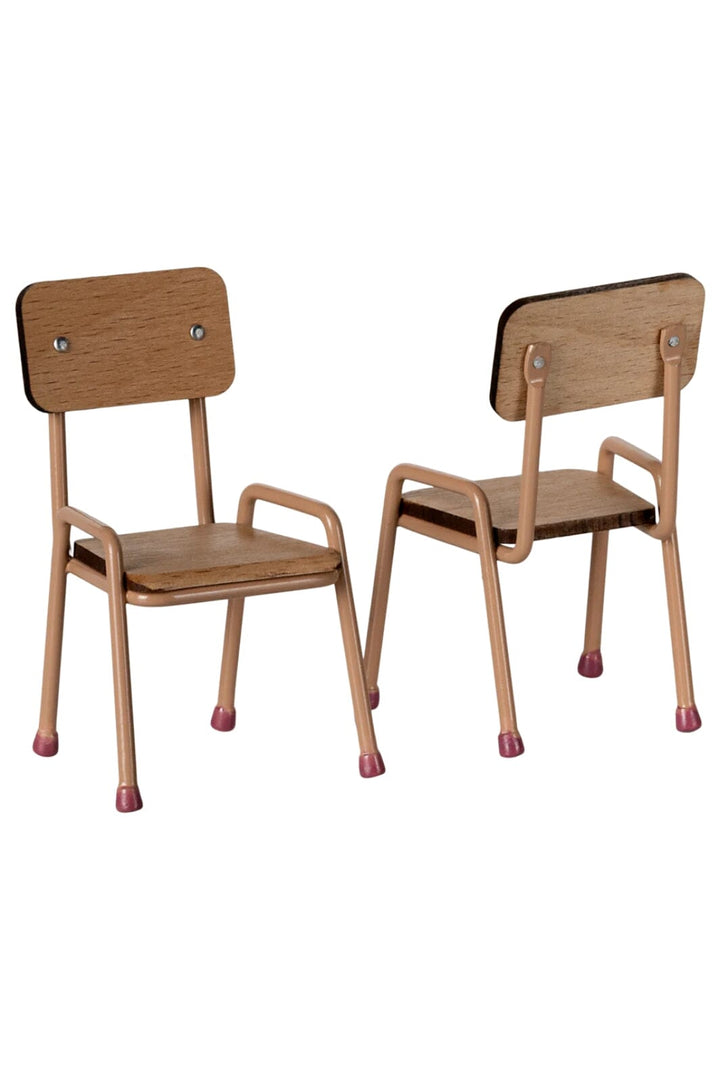 Maileg - Bord Og Stole, Mus - Mørk Pudder - Mouse Furniture Legetøj 