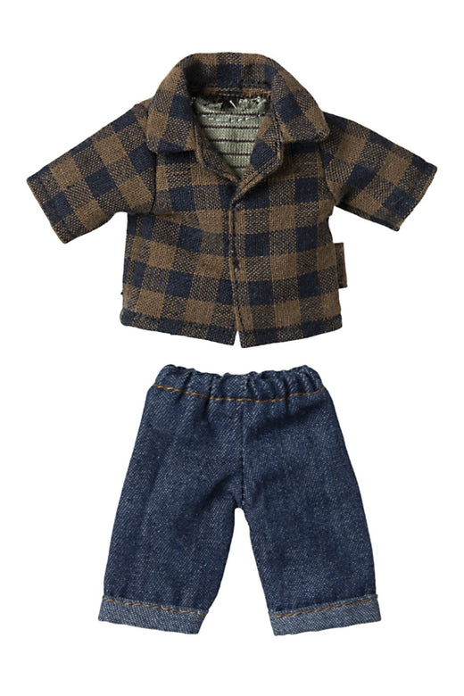 Maileg - Ternet Brun Skjorte Og Bukser, Far Mus - Mum/Dad Mouse Legetøj 