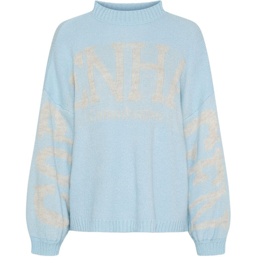 Marta Du Chateau - Mdcaria Knit 8111 - Light Blue/Beige Strikbluser 