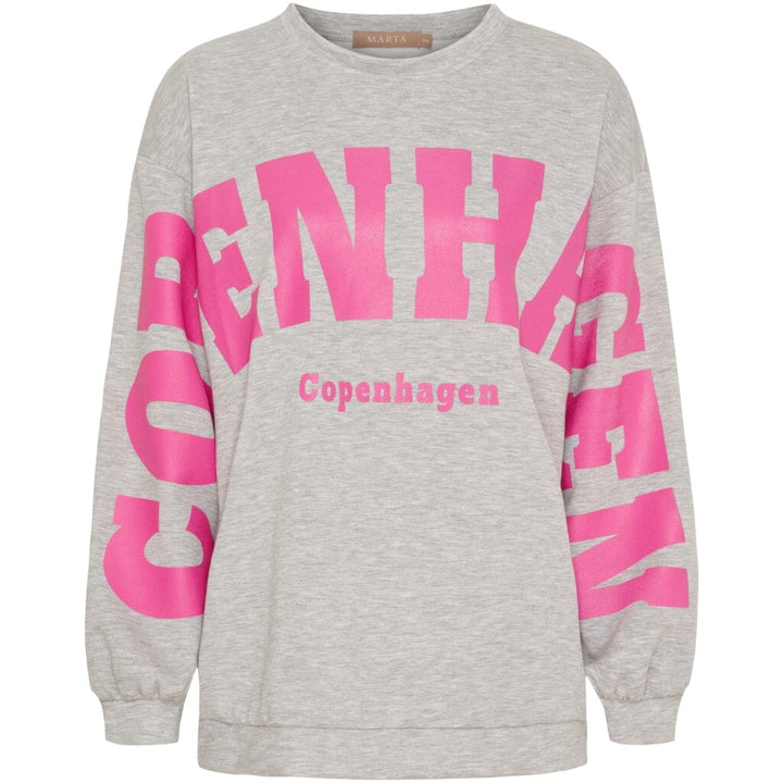 Marta Du Chateau - Mdchibiscus Sweatshirt 22659 - Grey/Pink Sweatshirts 