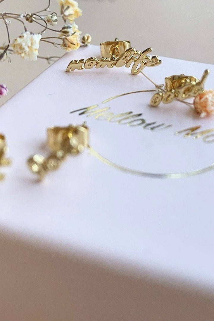 Mellow Moon - Guld ørering - momlife - (1 stk.) Øreringe 