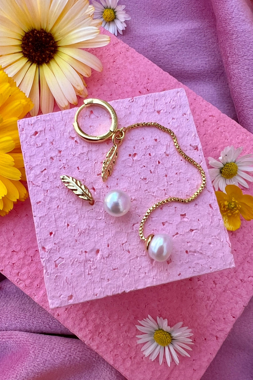 Mellow Moon - Ørering - Pearl & Feather Kreol - (1 stk) Øreringe 