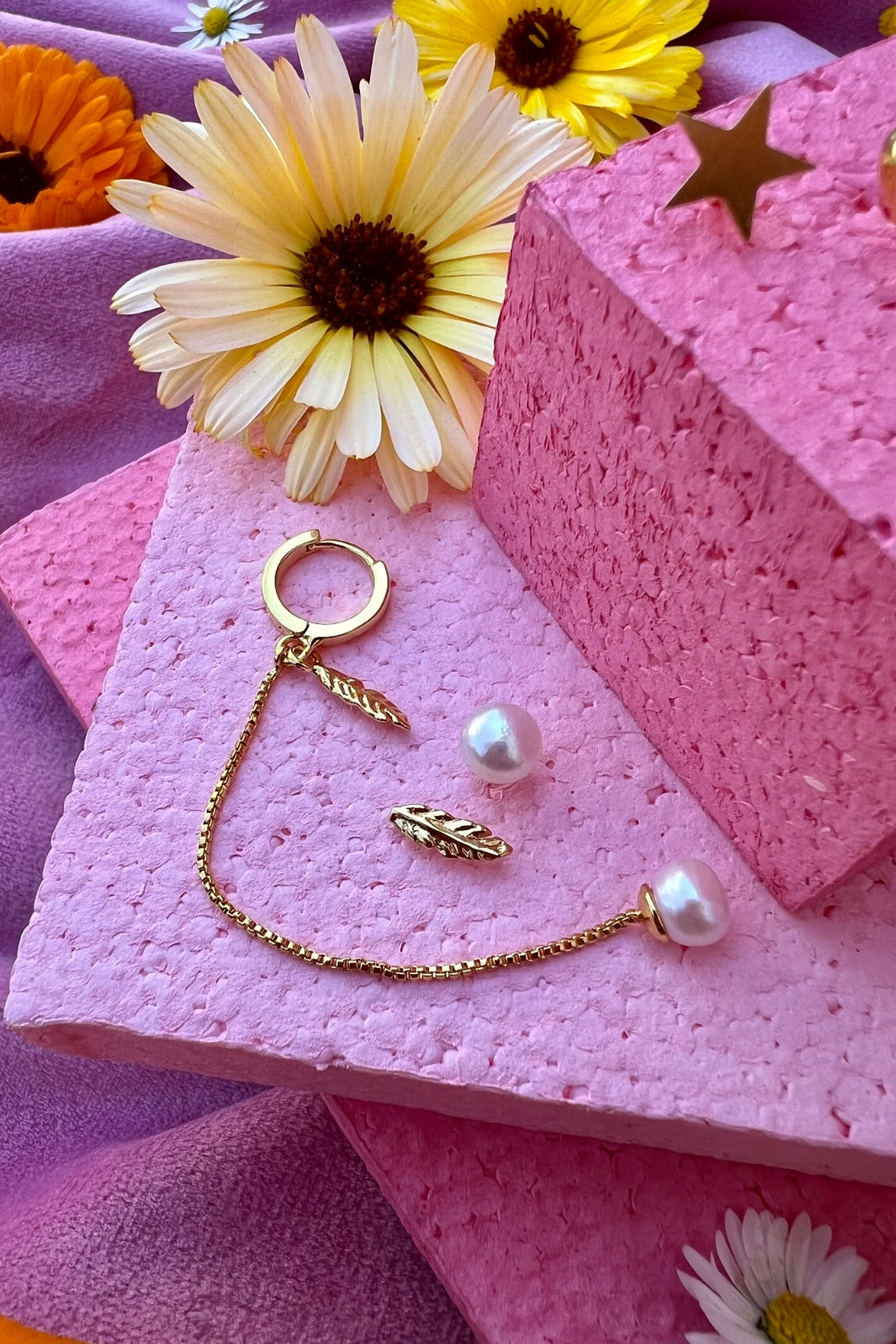 Mellow Moon - Ørering - Pearl & Feather Kreol - (1 stk) Øreringe 