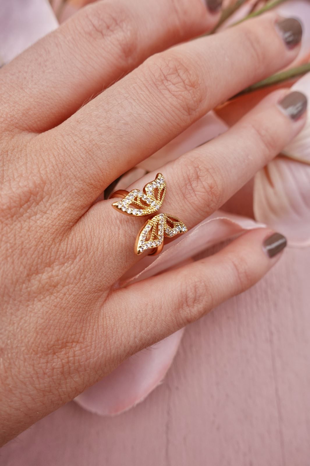 Mellow Moon - Sommerfulg Ring - Guld Ringe 