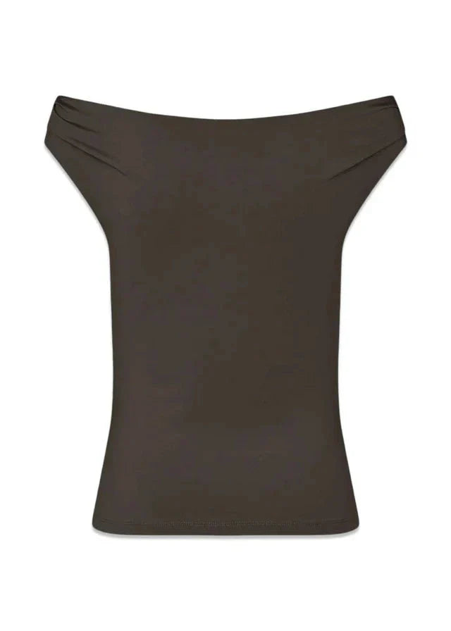 Modström - Himamd Off-Shoulder Top 57928 - 5508 - Seal Brown Toppe 