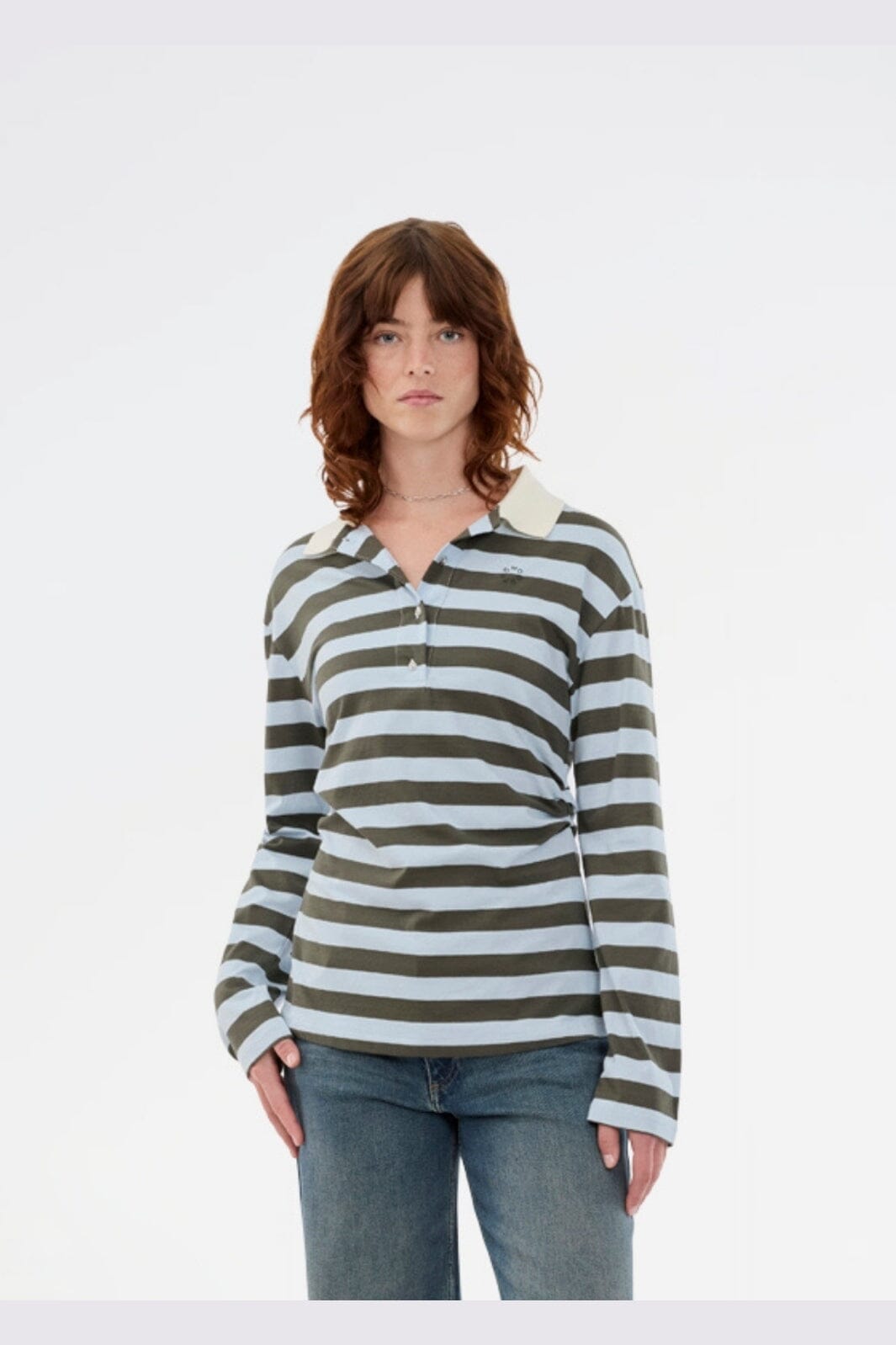 Modström - Stetsonmd Ls Stripe Polo 58842 - 11189 - Cashmere Beluga Stripe