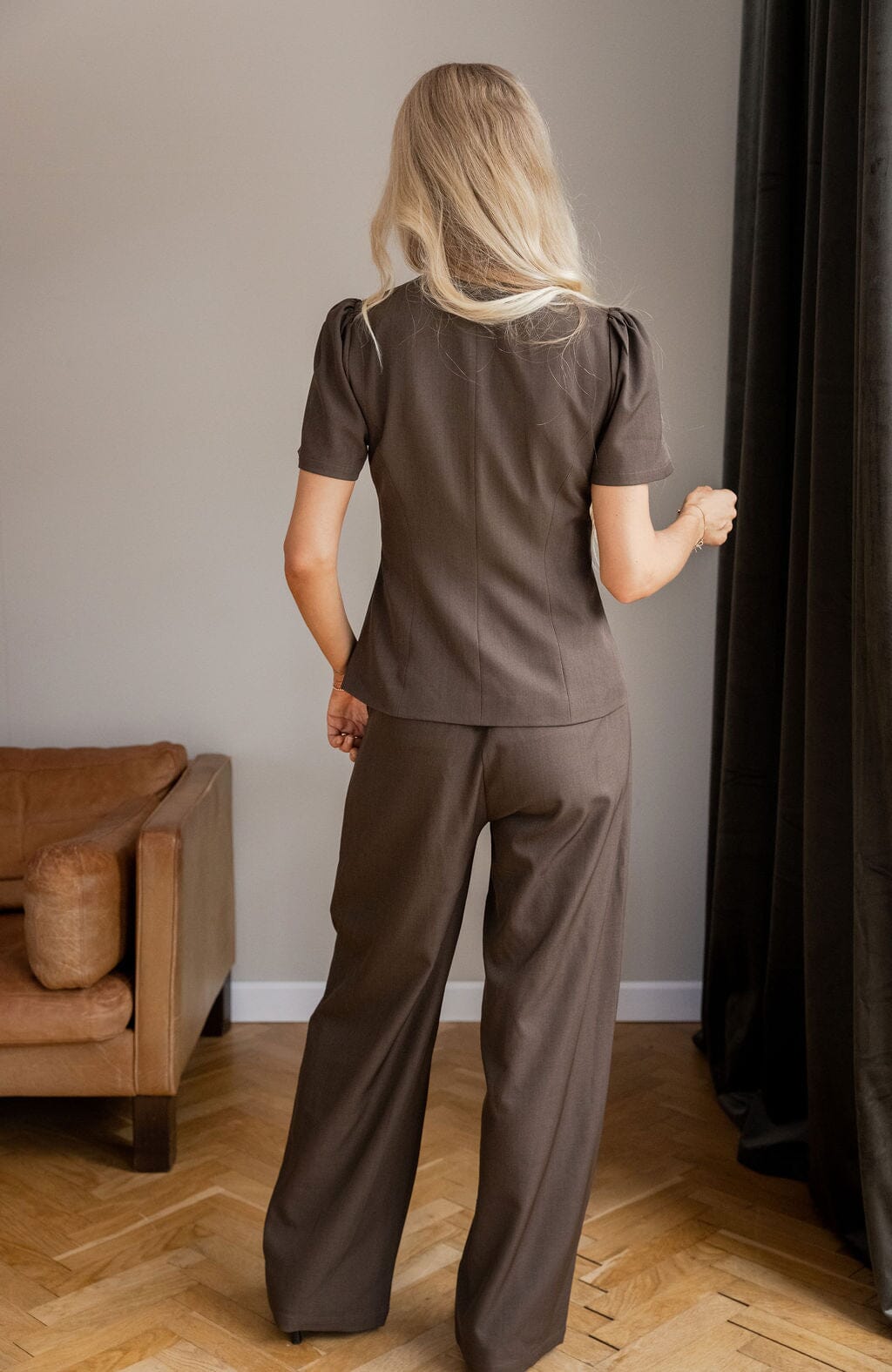 Molly&My x Julie Elgaard - Vera Structure Blouse 167104 - 676 - Dark Brown Bluser 