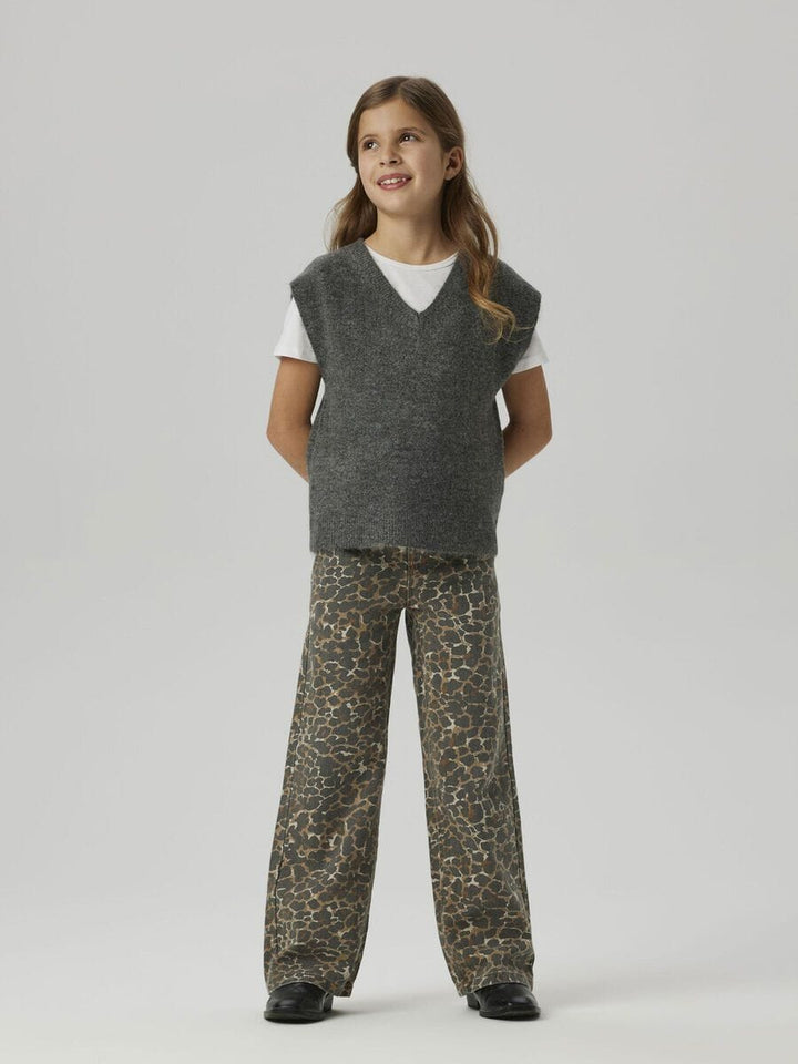 Name It - Nkfrose Wide Twi Pants 4444-Td - 4722887 Silver Mink Leopard Bukser 