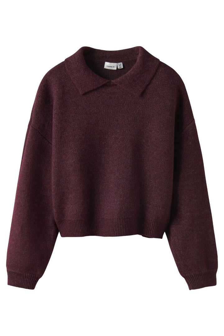 Name It - Nkfsonia Ls Polo Knit - 4889774 Burgundy