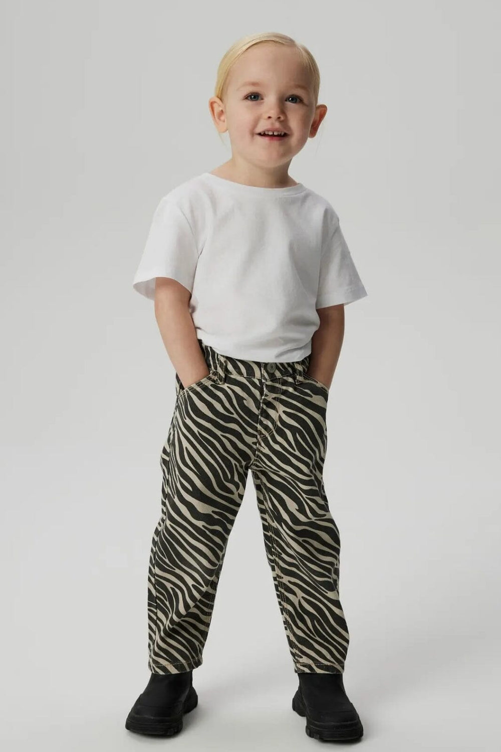Name It - Nmfbella Twill Pant 4003-Td D - 4804530 Cement Black Zebra