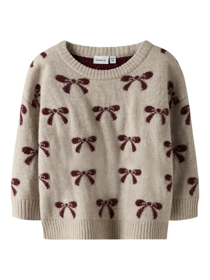 Name It - Nmfsenya Ls Knit - 4889692 Cement Strikbluser 