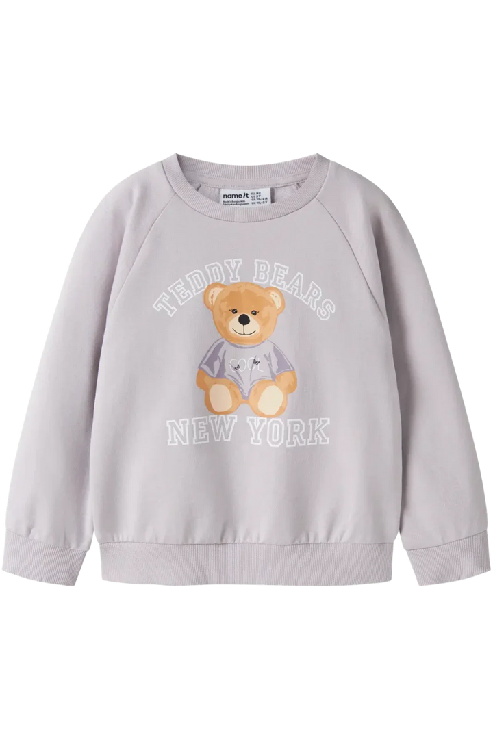 Name It - Nmfvenus Ls Nreg Sweat - 4971008 Lilac Marble Teddy Bear Sweatshirts 
