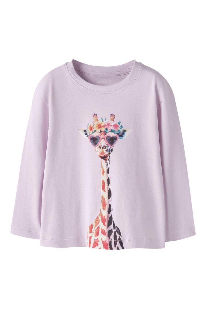 Name It - Nmfvotea Ls Nreg Top - 5003666 Lavender Fog Giraffe Sunglasses