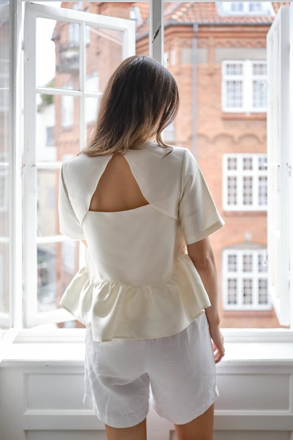 Neo Noir - Alva Dull Satin Blouse 165748 - 124 - Ivory Bluser 