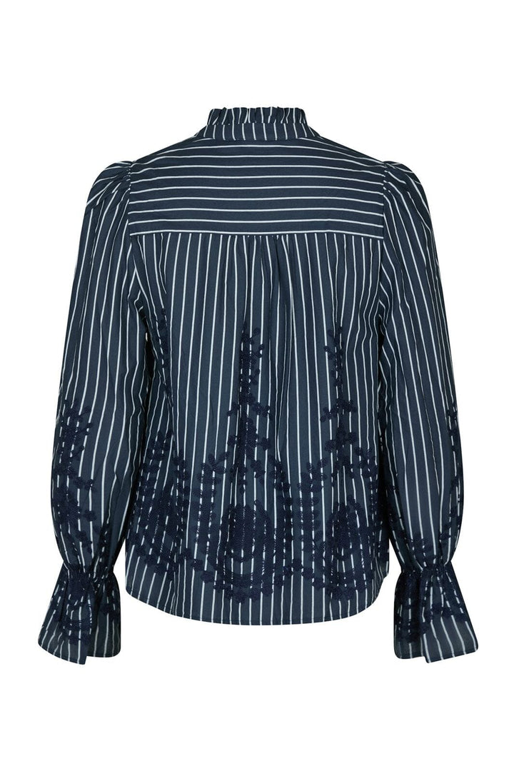Neo Noir - Amara Stripe Emb Blouse 163363 - 141 - Navy