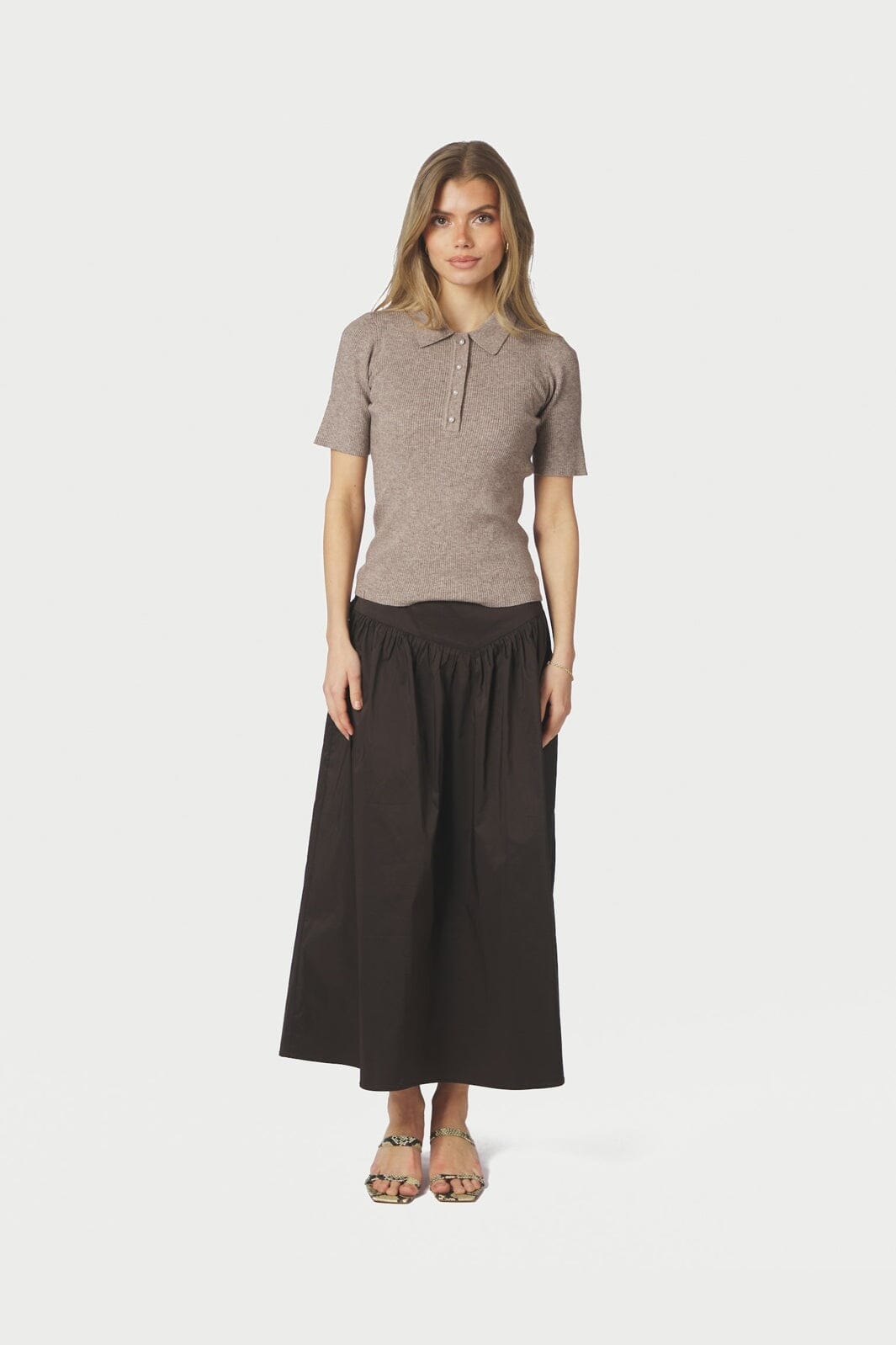 Neo Noir - Anais Poplin Skirt 168516 - 584 - Chocolate Brown
