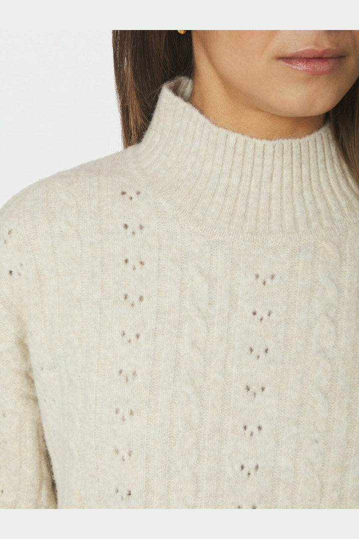 Neo Noir - Anda Cable Knit Blouse 168520 - 124 - Ivory