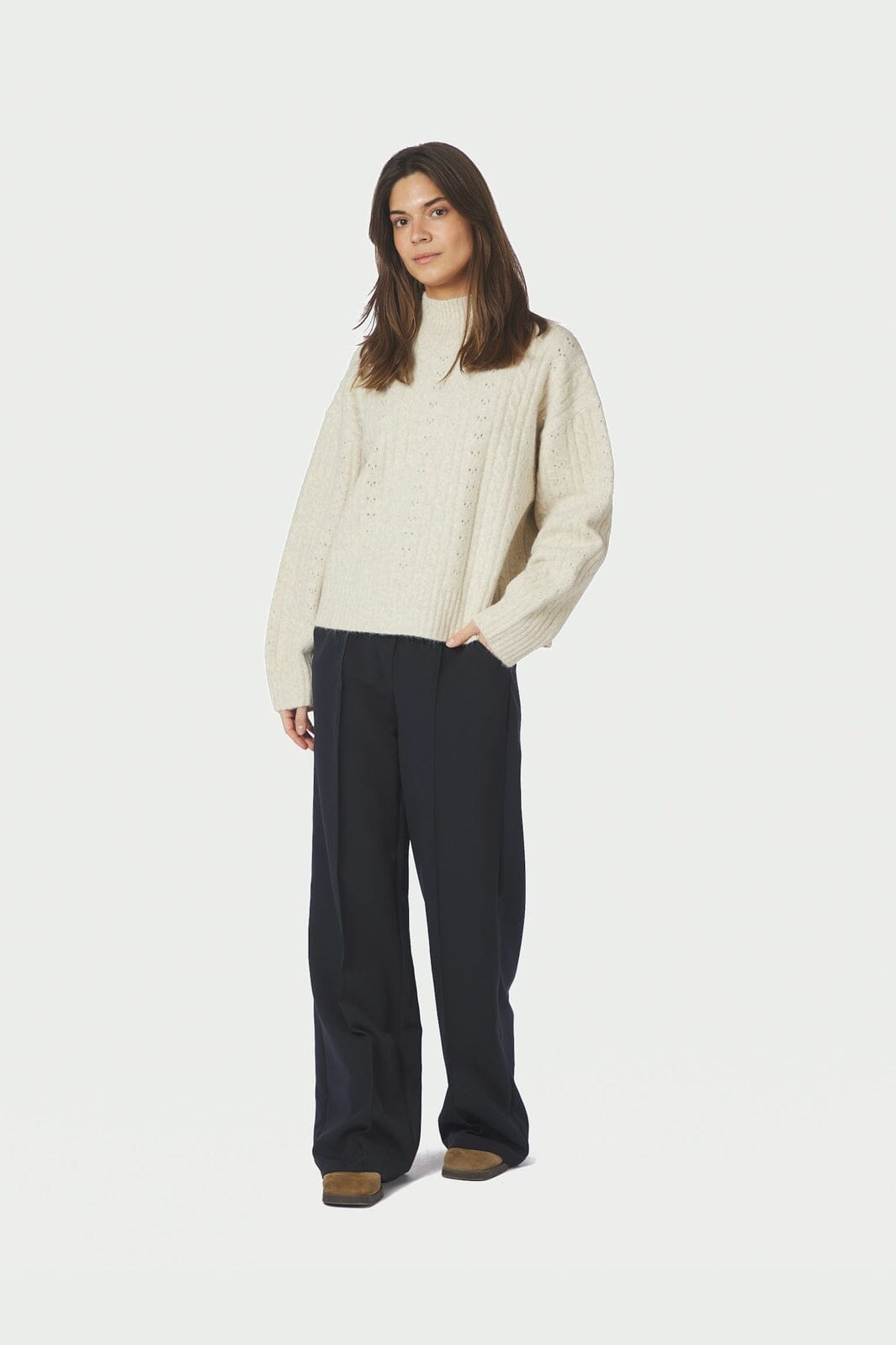 Neo Noir - Anda Cable Knit Blouse 168520 - 124 - Ivory