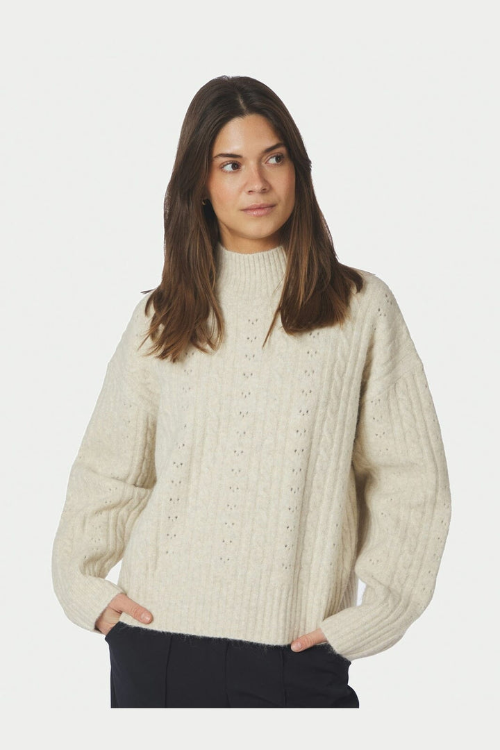 Neo Noir - Anda Cable Knit Blouse 168520 - 124 - Ivory