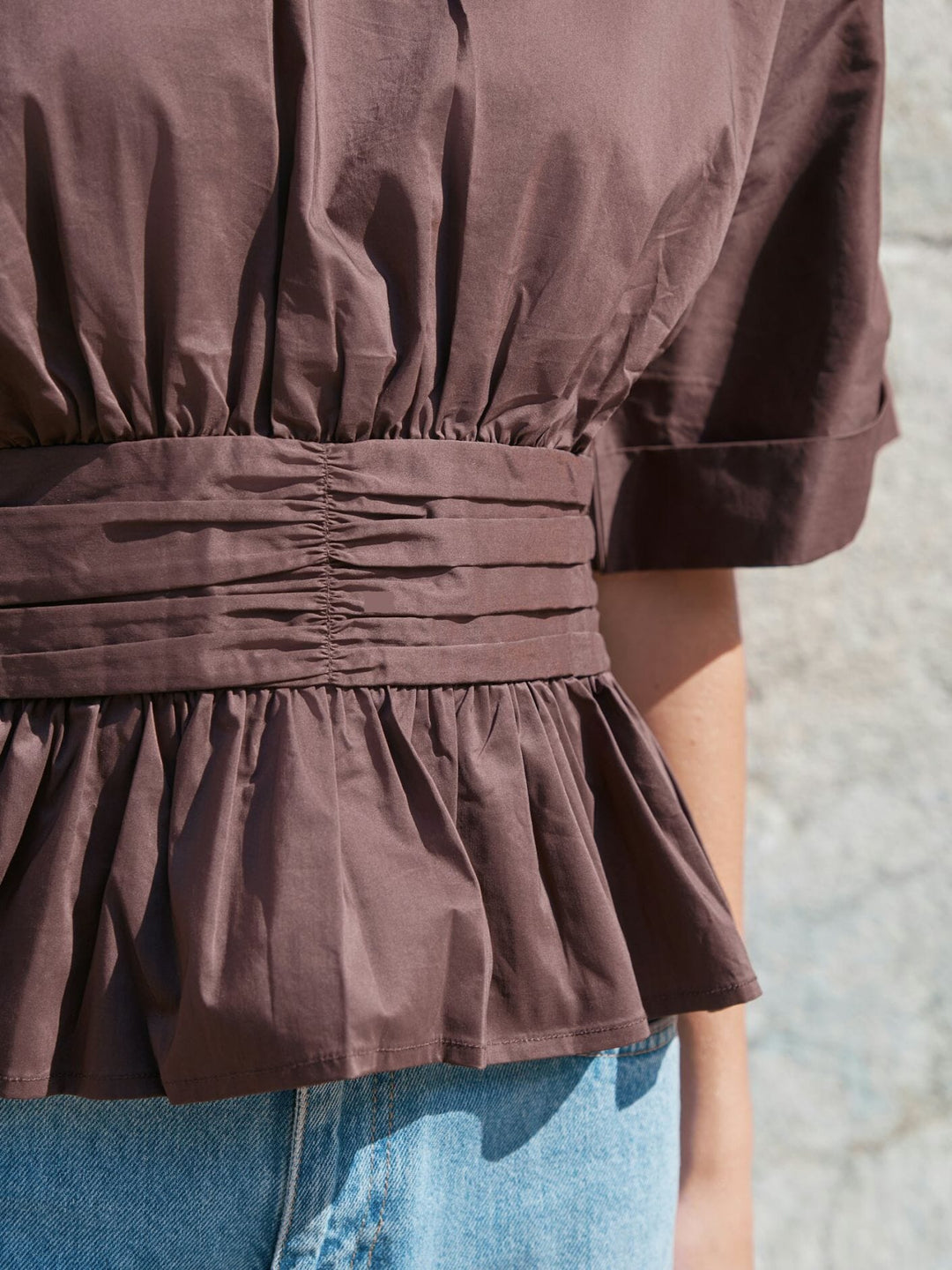 Neo Noir - Annegret Poplin Blouse 162365 - 584 - Chocolate Brown Bluser 