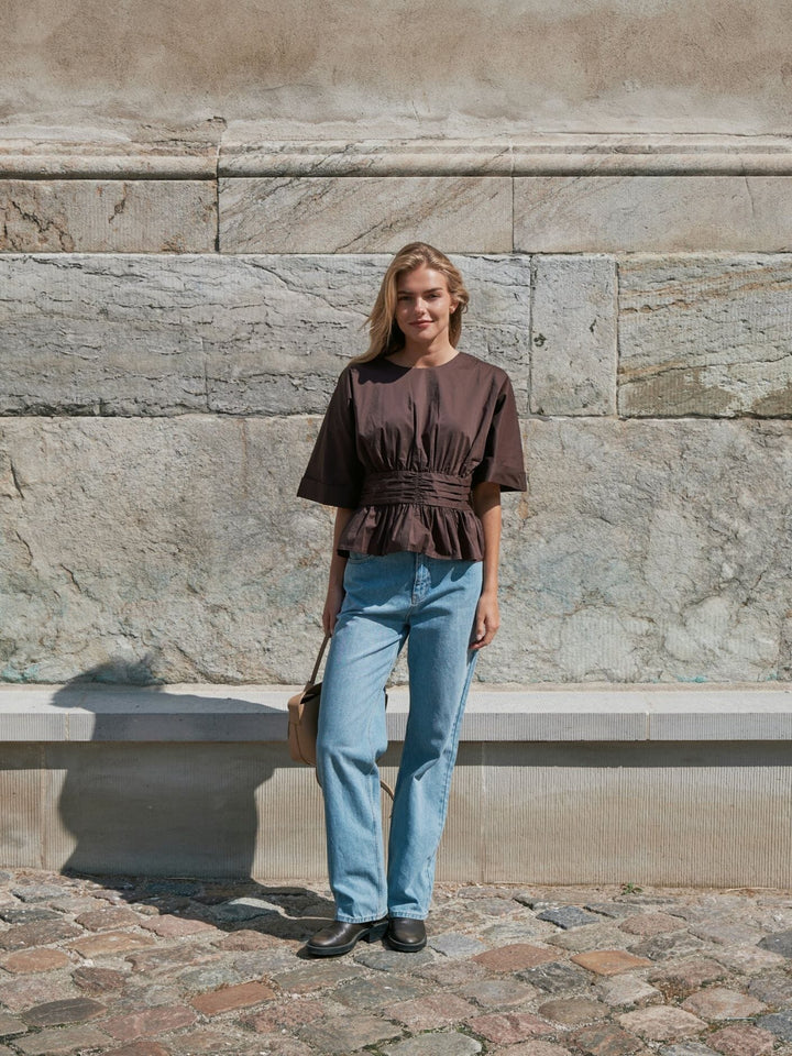 Neo Noir - Annegret Poplin Blouse 162365 - 584 - Chocolate Brown Bluser 