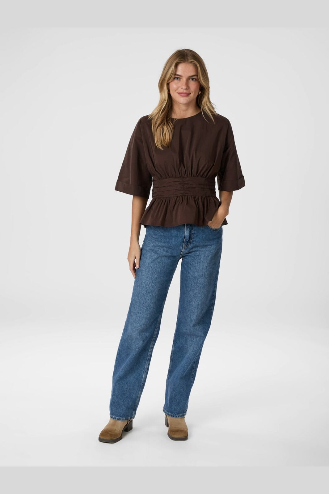 Neo Noir - Annegret Poplin Blouse 162365 - 584 - Chocolate Brown