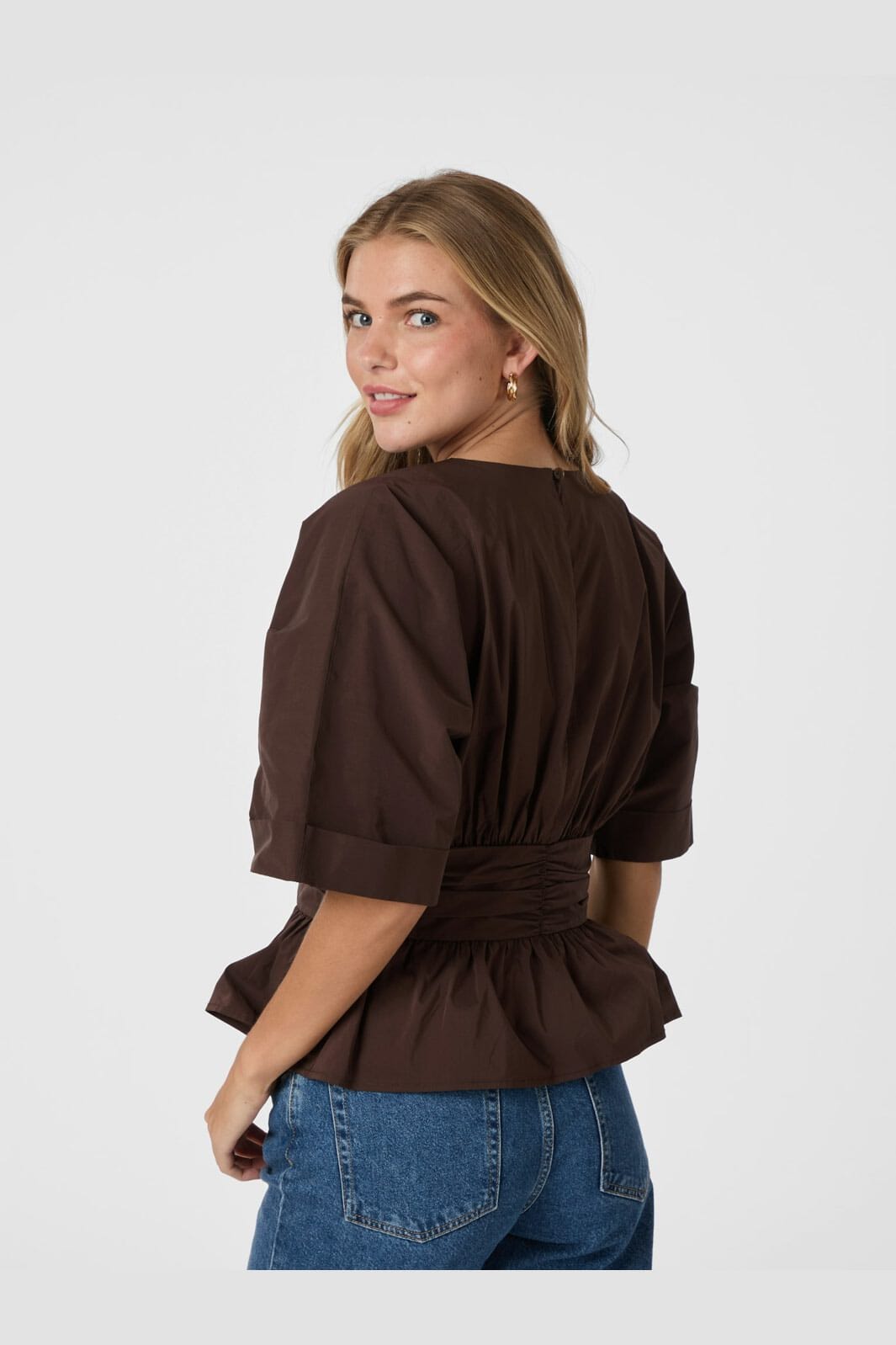 Neo Noir - Annegret Poplin Blouse 162365 - 584 - Chocolate Brown