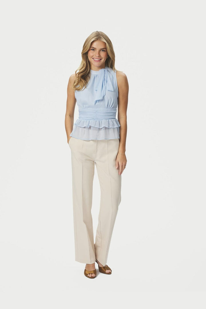 Neo Noir - Ansol Solid Chiffon Top 166671 - 145 - Light Blue