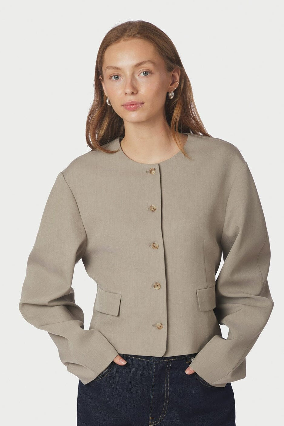 Neo Noir - Aranti Structure Curve Jacket 165619 - 189 - Warm Grey