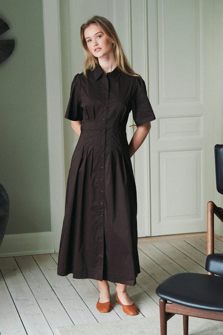 Neo Noir - Baia Poplin Dress 165343 - 584 - Chocolate Brown Kjoler 