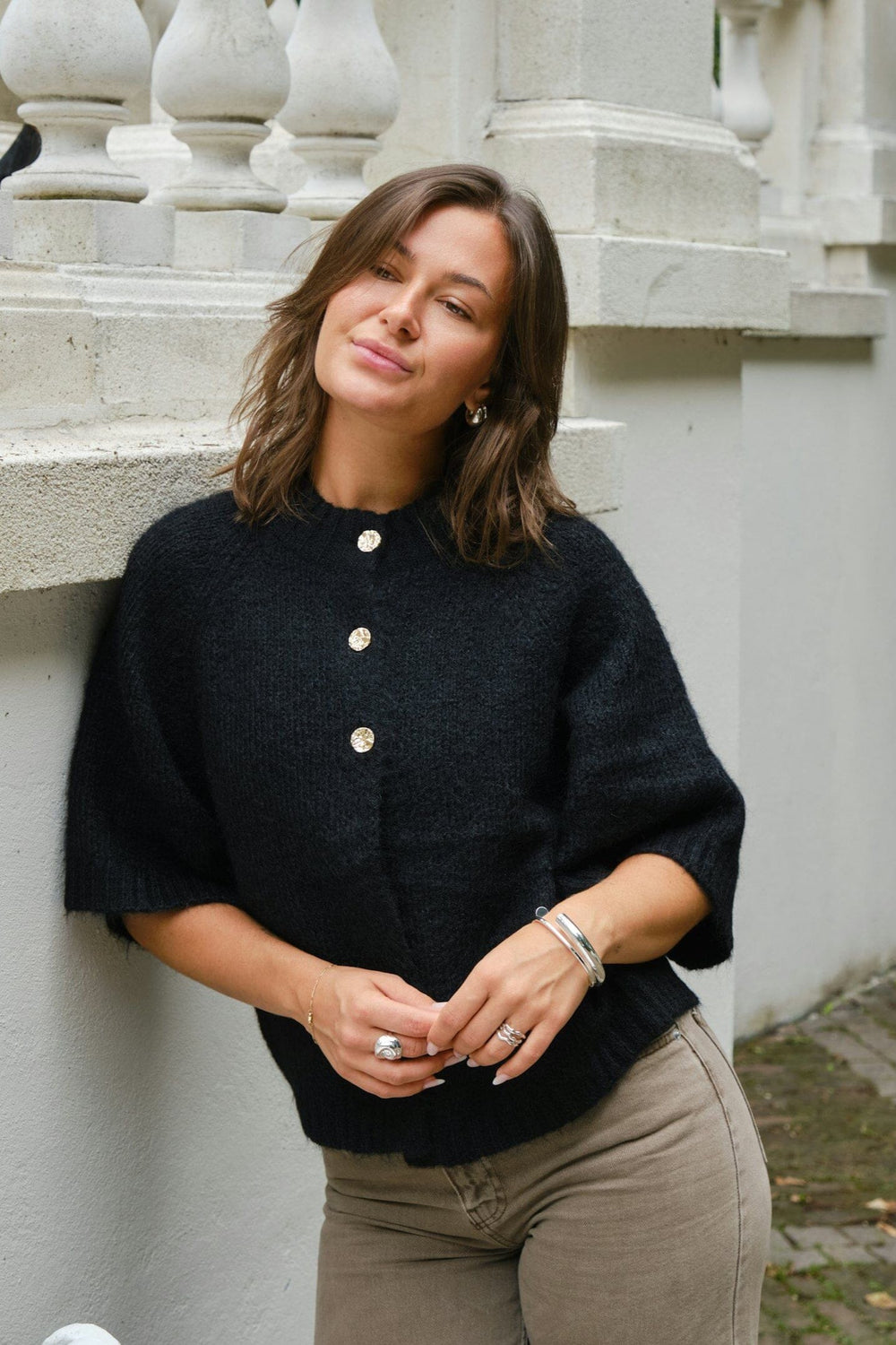 Neo Noir - Benuta Fluffy Knit Cardigan 165816 - 100 - Black Cardigans 