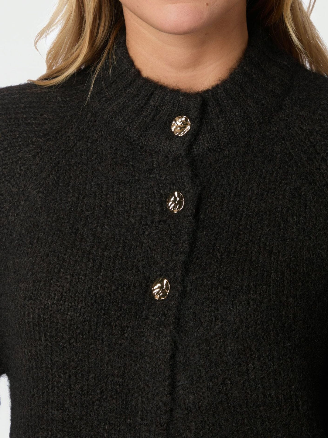 Neo Noir - Benuta Fluffy Knit Cardigan 165816 - 676 - Dark Brown Cardigans 