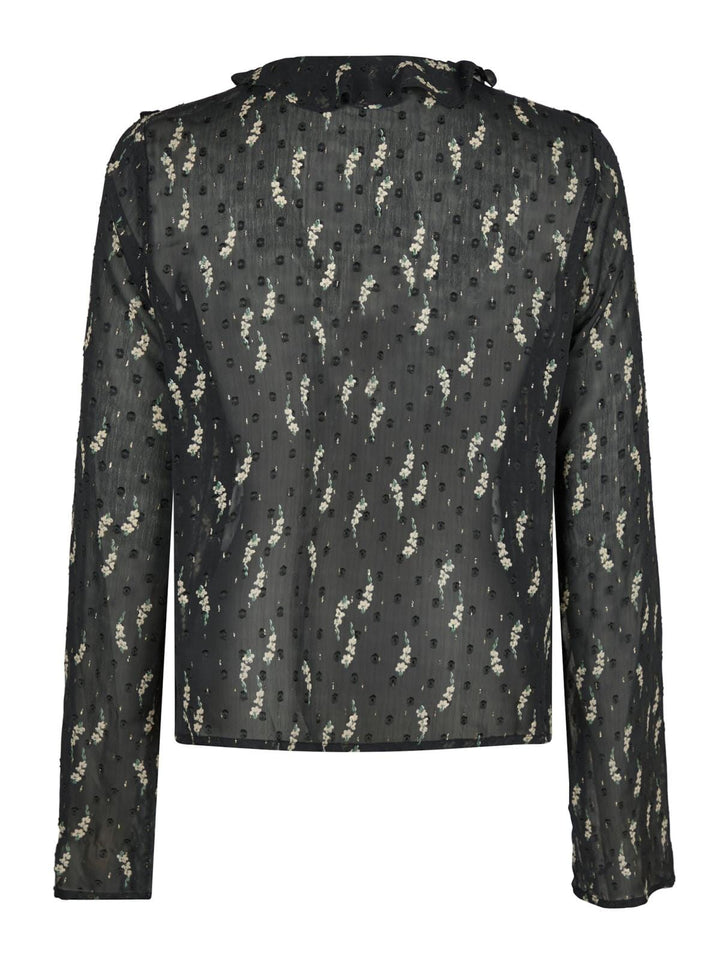 Neo Noir - Carola Flower Branch Blouse - Black Skjorter 
