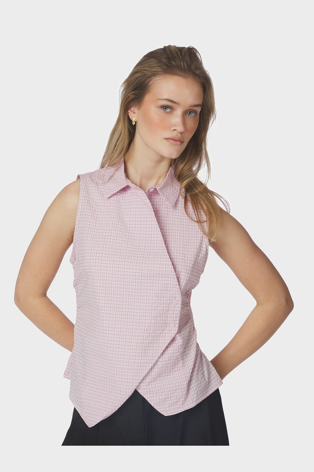 Neo Noir - Celest Check Top 169021 - 754 - Light Pink