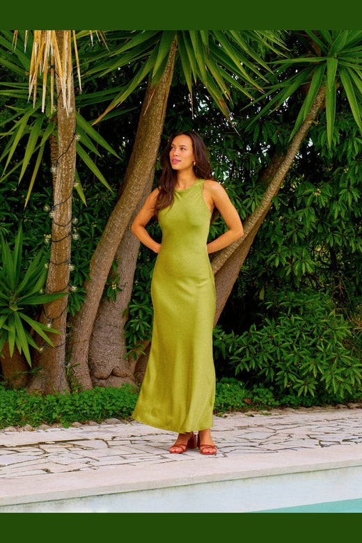 Neo Noir - Celinie Heavy Sateen Dress 165621 - 340 - Sage Green