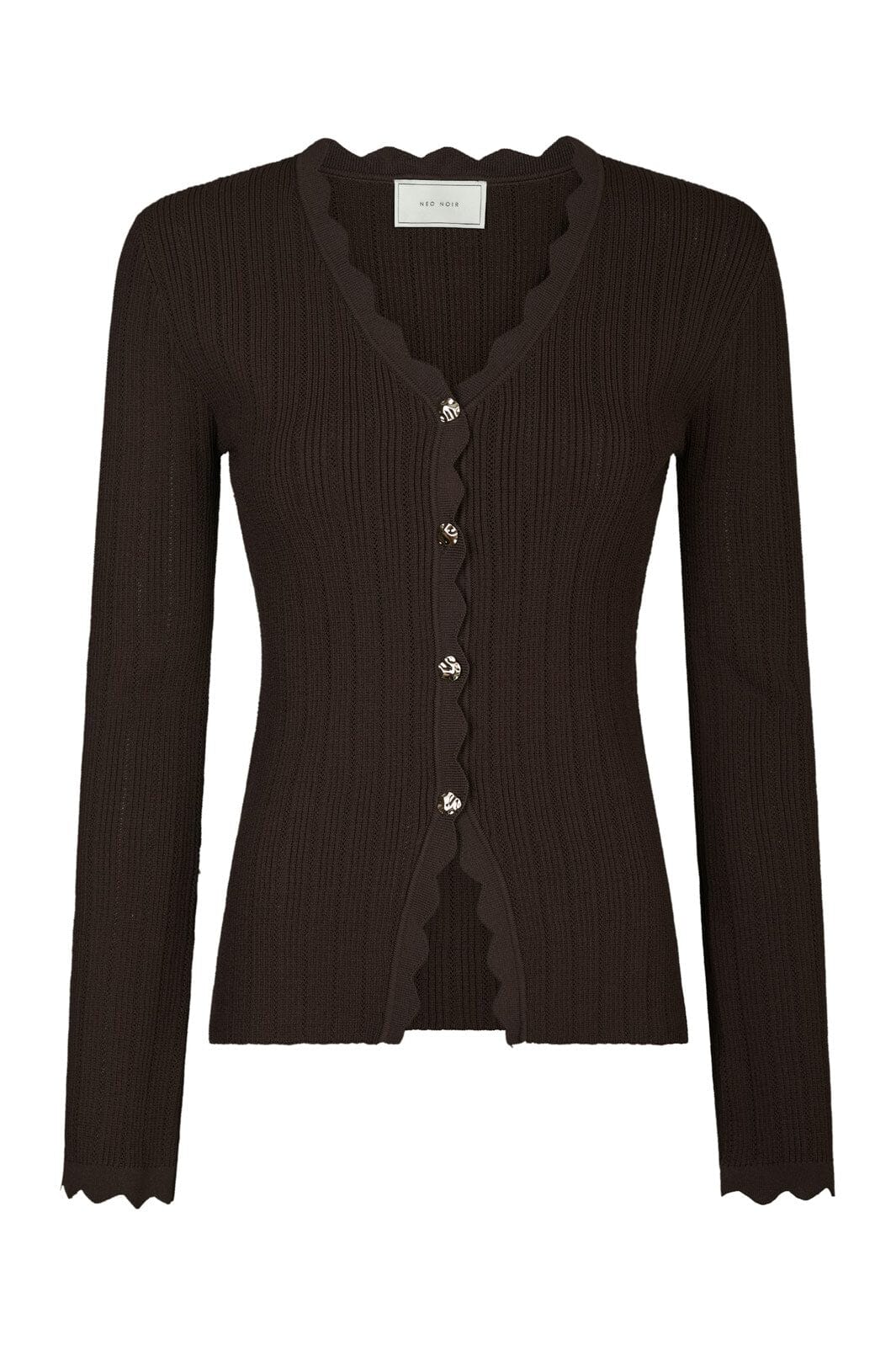 Neo Noir - Clara Stitch Knit Blouse 164484 - 676 - Dark Brown