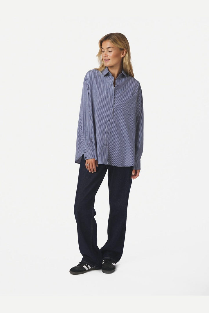 Neo Noir - Dalma B Stripe Stone Shirt 164520 - 678 - Midnight Blue
