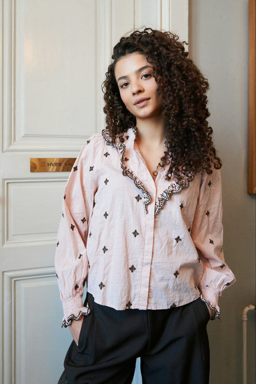 Neo Noir - Degas Blouse 158924 - 433 - Dusty Rose/Brown Bluser 