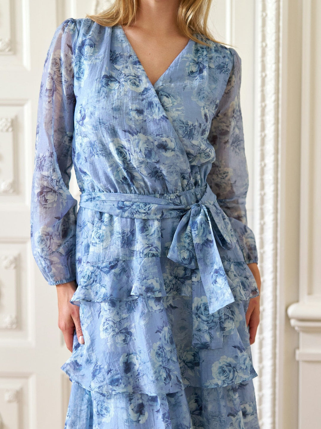 Neo Noir - Denila Crepe Print Dress 167618 - 142 - Dusty Blue Kjoler 