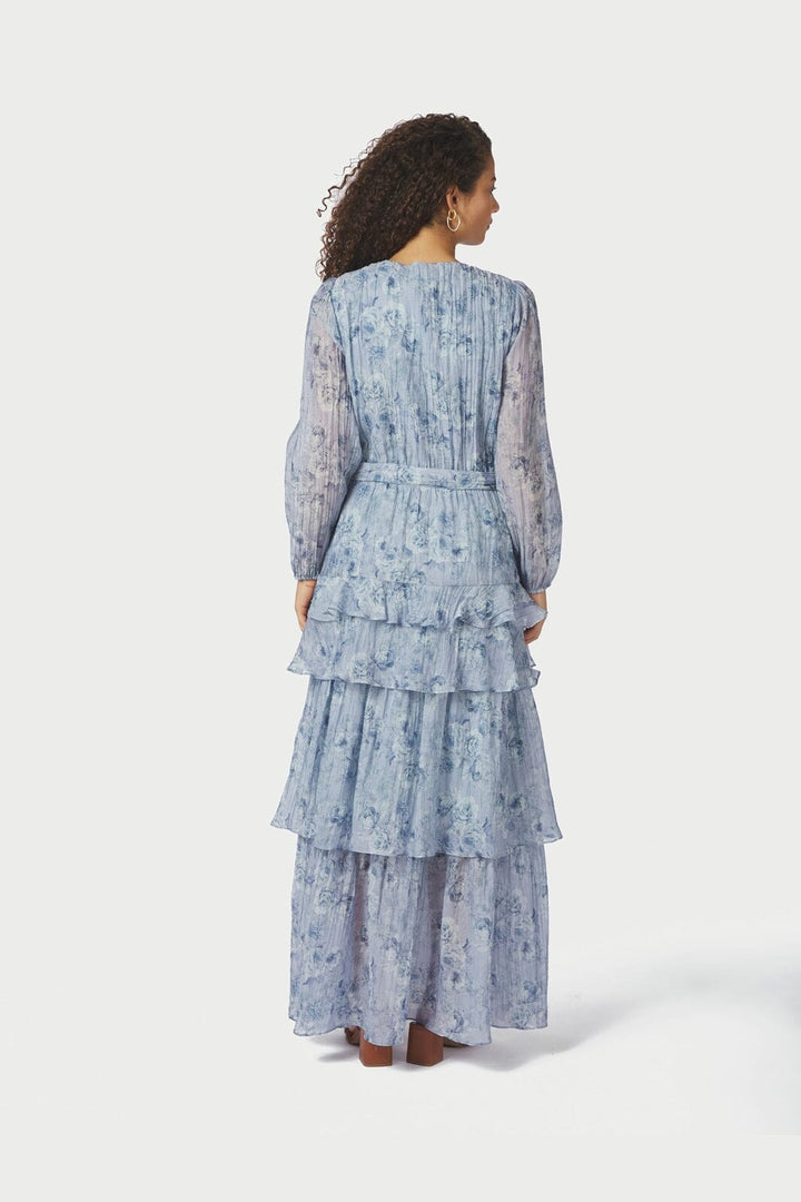 Neo Noir - Denila Crepe Print Dress 167618 - 142 - Dusty Blue
